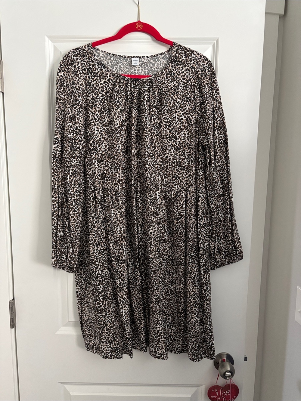 Old Navy Leopard-Print Long Sleeve Dress - Black & Cream